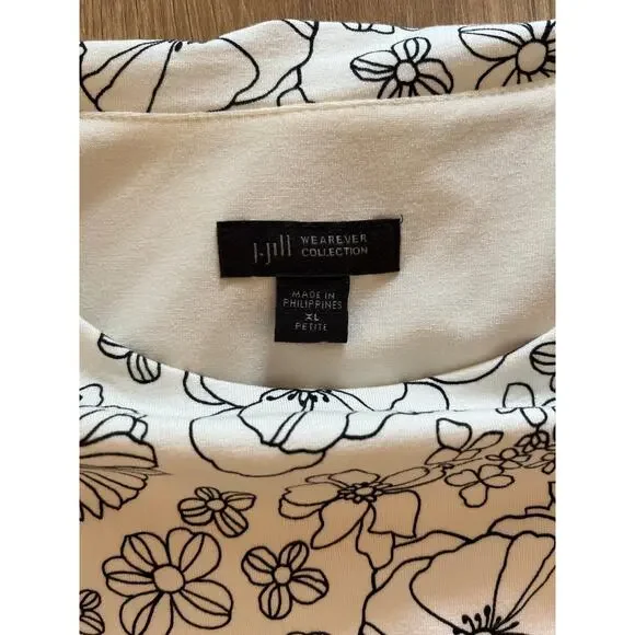 J.Jill Wearever Layered Tiered Sleeveless Dress Size XLP Cream Floral Stretch - Picture 4 of 8